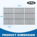SafBbcue 19.7" Grill Grates for Char-Griller 1733 2735 Smokin' Champ Charcoal Grill Replacement Parts Chargriller 1624 1722 Replacement Parts Cast Iron Grates 3-Pack