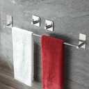 Taozun Towel Bar - 24 Inch Towel Holder with 2 Packs Adhesive Hooks, Hand Towel Rack Stick on Wall, Stainless Steel Bathroom Hardware Accessory Kit (Silver)