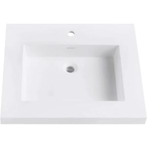 25-inch Solid Surface Vanity Top White Modern Contemporary Stone Matte