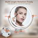 Rocollos 9" Plug-in Wall Mounted Lighted Makeup Mirror 1X/10X Magnification, Super Large Double Sided LED Vanity Mirror for Bathroom, 3 Color Dimmable 360°Swivel Extendable Shaving Cosmetic Mirror