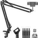 InnoGear Webcam Stand, Boom Arm Mount Stand for Logitech Webcam BRIO 4K C920 C920S C922 C922x C925e C930 NexiGo N60, 1/4"-3/8" and 3/8"-5/8" Screw for Blue Yeti Snowball Yeti Nano and Other Mics