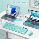 Wireless Keyboard and Mouse for MacBook, Vivefox Teal Wireless Keyboard with Phone Holder, USB A & Type C Receivr, Full-Size Combo for Mac, MacBook/Air/Pro Windows PC Computer, Mint Green