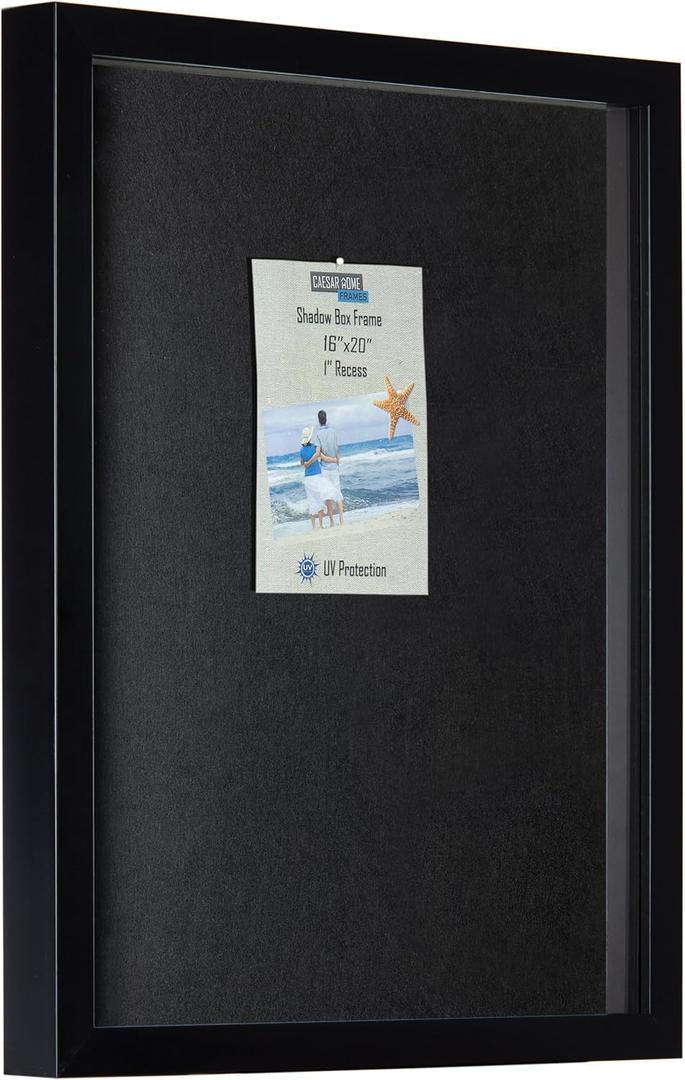 Caesar Home Shadow Box Display Frame with 2 Backgrounds and UV Protection, Multiple Sizes (16x20)