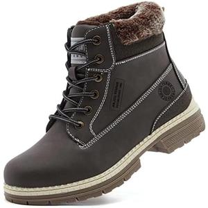 ANJOUFEMME Womens Hiking Snow Winter Boots - Waterproof Work Ankle Boots for Women Comfortable Warm Fur Boots for Backpacking Cycling SIZE 9