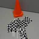 6 Pack 7inch Orange Race Cones with Holes on Top,12 Pack Checkered Flags,Racing Car Birthday Party Decorations,Two Fast Centerpieces,Race Cars Themed Party Supplies