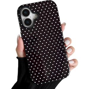 ZTOFERA Magnetic Case for iPhone 16 Plus, Polka Dot Phone Case Cute for Girl Women, Compatible with Magsafe, Hard PC+Soft TPU Protective Phone Cover for iPhone 16 Plus-Black