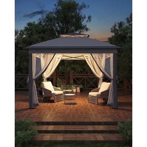 Garveelife 11x11 Pop Up Canopy Tent with Mosquito Netting, Outdoor Canopy Shelter Easy Setup, Water & UV Resistant - Gray (11FT) Garveelife 11x11 Pop Up Canopy Tent with Mosquito Netting, Outdoor Canopy Shelter Easy Setup, Water & UV Resistant - Gray (11FT)