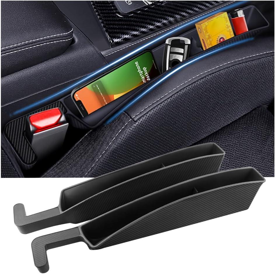 2PCS New Car Seat Gap Filler with 2 Storage Areas, Stylish Car Seat Gap Storage for Stabilizing Phone, Keys Wallet, Universal Car Seat Gap Filler Organizer Interior Accessories (Carbon Black)