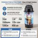 1HP Pond Fountain Aerator, 15000 GPH Floating Pump with Timer