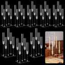 Hushee 8 Pcs Acrylic Candelabra Centerpieces 5 Arm Clear Candelabra Candle Holder Crystal Taper Candlestick with Rectangular Base Wedding Party Table Decoration Fit 0.87'' LED Candle