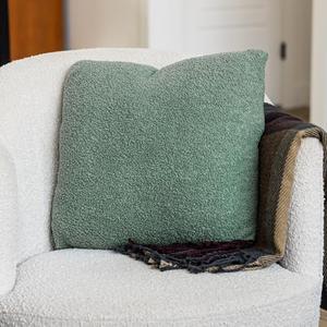 SAMIAH LUXE Green Teddy Boucle Pillow Covers 20x20 2pcs for Home Living Room Decor, Sherpa Textured Decorative Throw Pillow Covers for Boho Decor, Square Throw Cushion Euro Shams for Modern Farmhouse (Sage)
