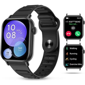 Smart Watch Sports Pedometer, Fitness Tracker Bluetooth Call Heart Rate Blood Oxygen Sleep Monitor,100 Sports Modes Waterproof for iOS Android Men's Women's Smart Watch (Black)