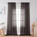 Simplebrand Chocolate Sheer Curtains 96 Inches Long, Light Filtering Rod Pocket Solid Color Window Sheer Curtain Panels, Elegant Curtains & Drapes for Living Room, Bedroom 2 Panels, 42" W x 96" L