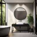 Sunniry Circle Mirror 26 inch, Black Round Mirror, Round Bathroom Mirrors Matte Metal Frame, Circle Mirrors for Living Room, Bathroom, Wall, Hallway.