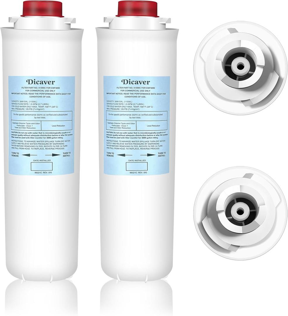 51300C Filters, Replacement for Elkay 51300C EWF3000 Filter By NSF/ANSI 42 Certified,Compatible with Ezh2o Filter Replacement Bottle Stations, High Capacity 3000 Gallon (No Chip) 2 Packs (11-3/5 in)