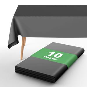 URMONA Plastic Tablecloth Disposable, 4 Pcs - 54" x 108" Table Cloth Rectangle Table, Waterproof, Suitable for Parties, Picnics, Weddings, and Camping(Black)