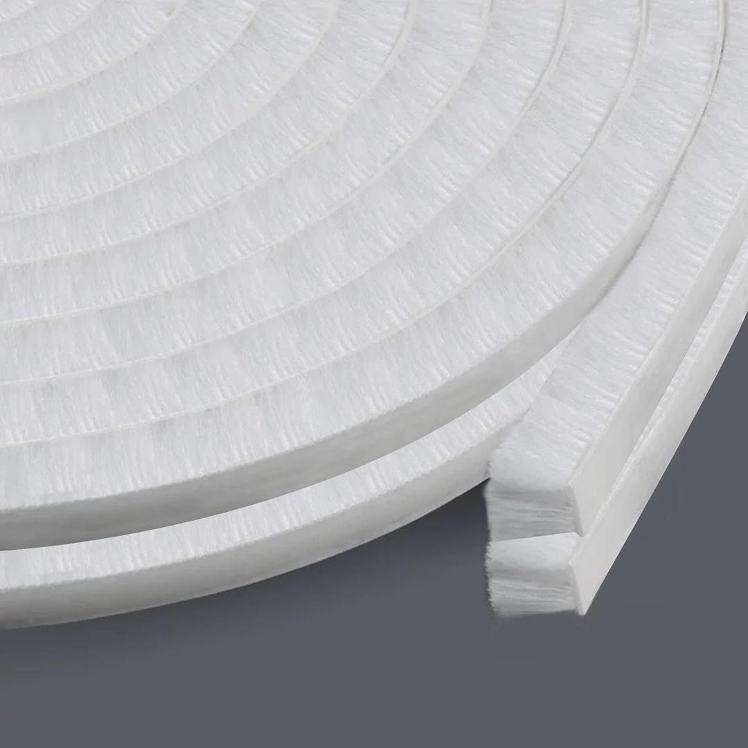 Brush Weather Stripping Seal, Draft Stopper for Doors 66 Feet, Self-Adhesive Under Door Seal for Energy Efficiency, Block Draft, Dust, Noise, for Interior/Exterior Doors, Windows, Garage (White) (2Pack 33Feet x 0.6in Brush x 0.35in Backing)