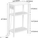 TUTOTAK Narrow Side Table with Charging Station,Small End Table with USB Ports and Outlets, Skinny Sofa Table, Slim Nightstand, Living Room, Bed Room, White TB01BW079