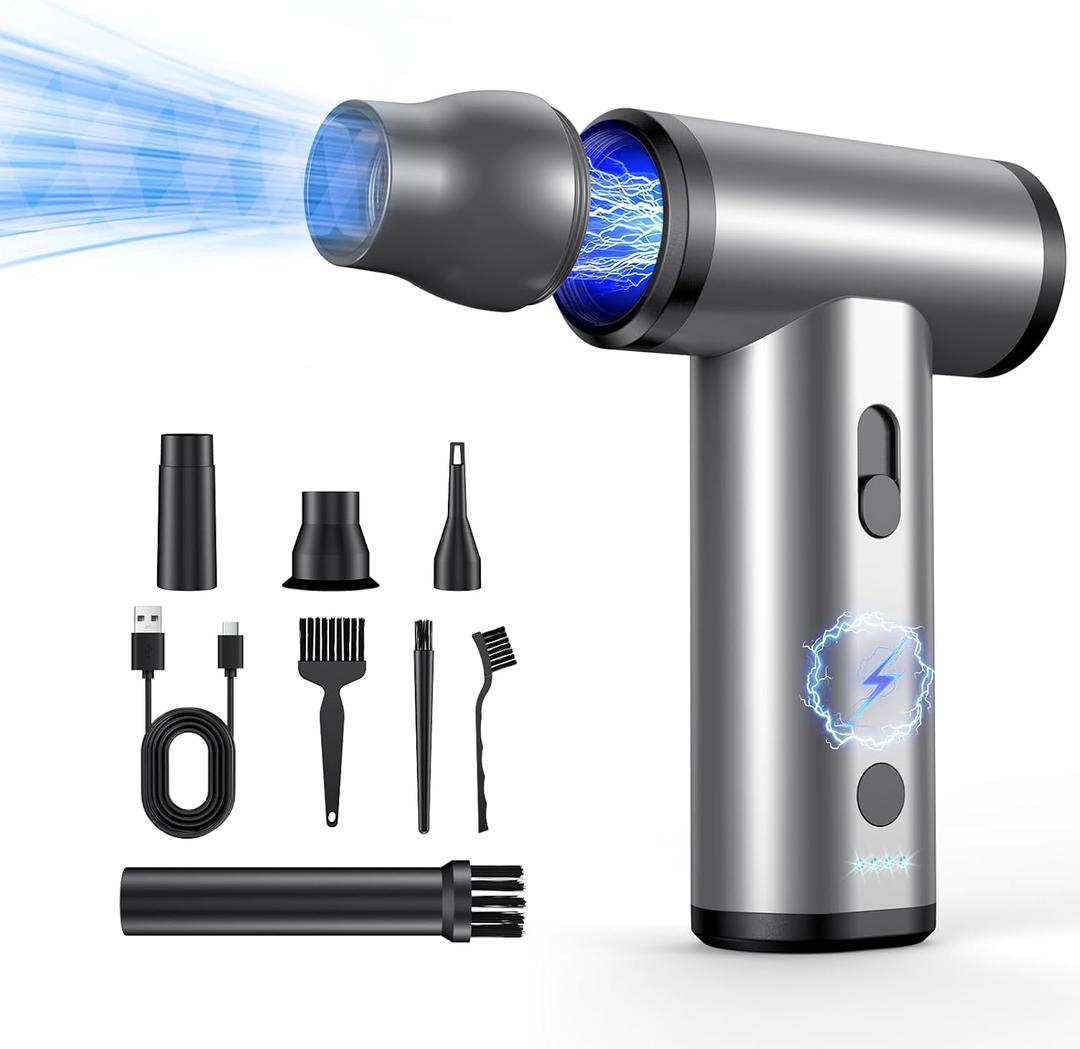 Compressed Air Duster 3 Gear 380000RPM Rechargeable Cordless Air Blower for Keyboard Electric Devices Cleaning Air Cleaning Kit Powerful Dust Cleaner for Keyboard, PC Clean, Car, Outdoor