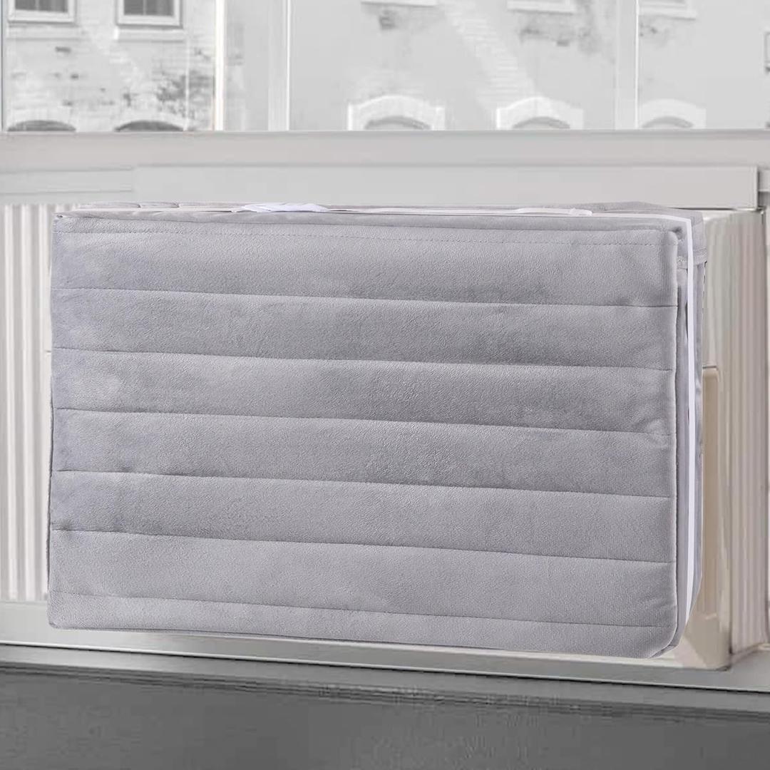 Insulated AC Cover for Window Units - Indoor Use with Soft, Windproof Fabric to Block Drafts, Save Energy and Enhance Comfort (grey, 28 x 20 x 3.5)