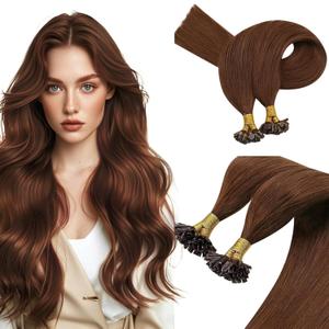 Sunny Hair Auburn U Tip Hair Extensions Human Hair 20 inch Keratin Hair Extensions Human Hair Auburn Brown Utip Hair Extensions Soft Hot Fusion Hair Extensions Dark Auburn for Party 20inch 50g