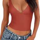 REORIA Women's Summer Sexy Deep V Neck Sleeveless Slim Fit Trendy Y2k Corset Cami Crop Tank Tops
, Medium