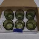 Vintage Glassware Drinking Glasses Set of 6,12 oz Hobnail Glass Cups,Embossed Green Water Tumbler,for Beer,Cocktail,Whiskey,Juice and Various Mixed Drinks- 1 Cleaning Brush