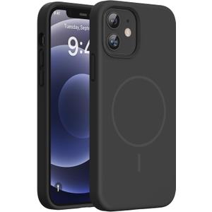 Miracase Magnetic for iPhone 12 Case/iPhone 12 Pro Case, [Soft Anti-Scratch Microfiber Lining], Compatible with MagSafe, Liquid Silicone Shockproof Drop Protection Phone Case for 12/12 Pro,Black