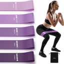 Resistance Bands for Working Out, 5-Pack Elastic Loop Exercise Bands for Strength Training Stretching, Home Gym Equipment for Pilates Yoga Physical Therapy, Leg Glute Arm Workout Kit for Women Men (Purple)