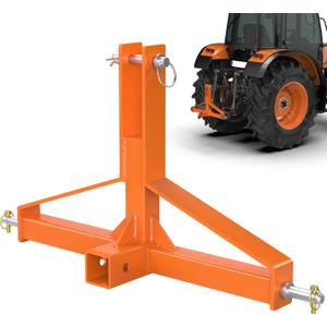 Orange 3 Point Hitch Receiver Quick Hitch Compatible, 3 Point Trailer Hitch 2" Receiver for Category 1 Tractor, 3 Pt Trailer Towing Hitch Tractor Drawbar for Kubota, John Deere, BX, Kioti, Yanmar etc