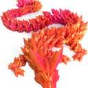 3D Printed Dragon - 24 inch Dragon Fidget Toy, Pearly Sheen Articulated Dragon, 3D Printed Gift for Birthday, Figurine Decor(Red Mix Gold