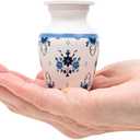 2 x Cremation Urns for Human Ashes Adult Female, Male | Funeral Urn for Ashes for Women, Men | Decorative for Burial, Memorial, Home | Handcrafted Keepsake | Delft Style Blue & White (Small)