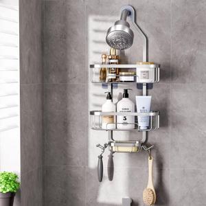 Shower Caddies,Hanging Shower Caddy Bathroom Organizer,No Drilling Inside Bath Shower Rack Shelves Over,Shower Shelf For Inside Shower(Golden-M) (Silvering)