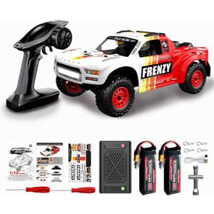 1:12 4WD Brushless RC Truck for Adults, 4x4 Offroad Waterproof Monster Trucks, Electric Powered High Speed Remote Control Cars, Fast Extreme All Terrain RC Truggy with Double 3S Battery