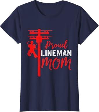 Proud Lineman Mom Electric Cable gift for Mother day T-Shirt
 S