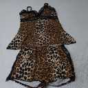 Avidlove Womens Pajama Sets 2 Piece Sleepwear Lace Pajamas Cami PJS Set for Women Brown Leopard Medium