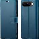 Wallet Case for Google Pixel 9a, RFID Blocking Credit Card Holder, PU Leather Folio Flip Kickstand Protective Shockproof Cover for Pixel 9a (Blue)