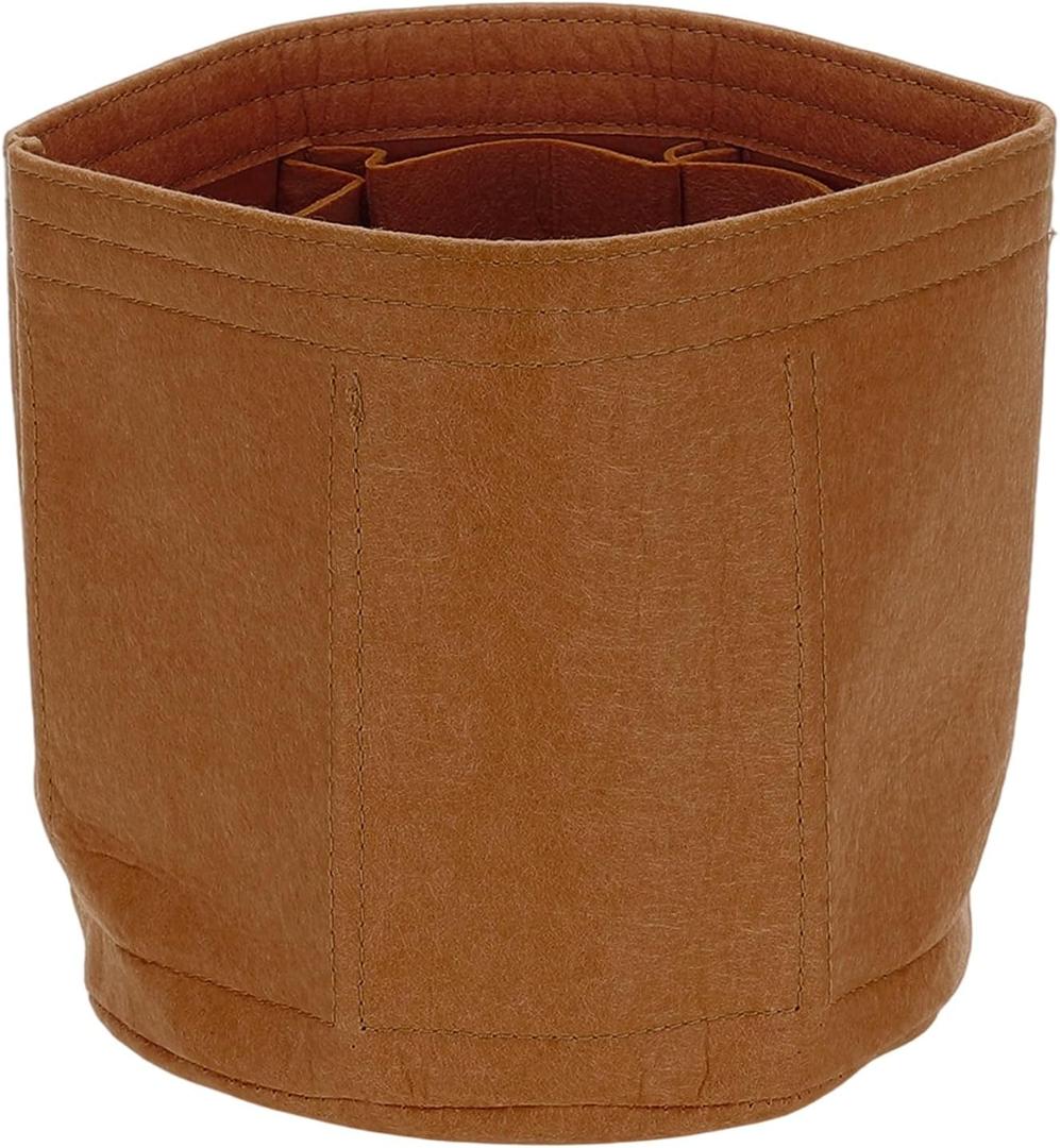 uxcell Purse Organizer Insert, 8" x 8" Portable Felt Organizer Bags Round Multiple Compartments Purse Liner for Bucket Bag, Domed Satchel, Tote Bag, Handbag Shaper, Camel