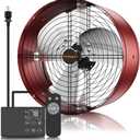 15'' Gable Vent Fan with Thermostat & Remote Control, 1800 CFM Attic Fan, 70 Watts, Up to 2500 Sq Ft, 3 Speeds, 18-Hour Timer, Plug & Play, Auto On/Off Based on Temperature