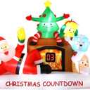 Alupssuc 8 FT Christmas Inflatable Outdoor Decorations with LED Christmas Countdown Clock, Santa,Tree,Fireplace and Gift Boxes, Lighted Blow Up Lawn Yard Clearance for Indoor Xmas Holiday Party Decor