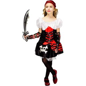 PGOND Girl's Luxury Buccaneer Steampunk Pirate Costume (7-9 Y)