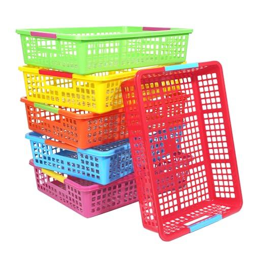 ZZYFGH 6 Pack Plastic Classroom Paper Organizers, Turn in Trays Classroom,Paper Trays for Classroom, Book Baskets for Library, Drawers, Office, Home(12.6 * 9.8 * 3.1in)