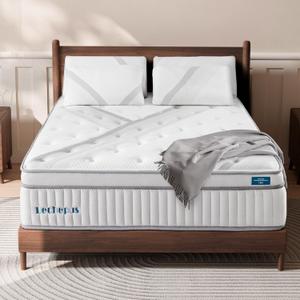 King Size Mattress, Lechepus 14Inch King Mattress in Box, Medium Plush Hybrid with Memory Foam & 7-Zone Individual Pocket Spring, Motion Isolation & Pressure Relief, 76"*80"