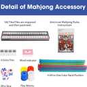 Suncle American Mahjong Tile Set, 166 White Tiles Mahjong Set,4 Colors Mahjong Racks,Travel Mahjong Set with Blue Carrying Bag