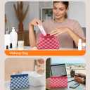 Small Makeup Bag for Purse,Cute Travel Makeup Pouch, Perfect Cosmetic & Toiletry Bag for Women, Lipstick Case & Brush Holder, Mini Vanity Organizer(LA_Light Brown-Beige)