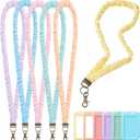 Gueevin Teacher Scrunchie Lanyard with ID Badge Holder Back to School Gift Stretchy Elastic Lanyard with Lobster Clasp