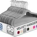 Zober Velvet Hangers 50 Pack - Heavy Duty Gray Hangers for Coats, Pants & Dress Clothes - Non Slip Clothes Hanger Set - Space Saving Felt Hangers for Clothing