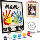 10" Hands Down Best Mom Ever Sign DIY Kids Gifts For Mom Handprint Kit with Acrylic Paints, Toddler Craft Birthday Gift Mother's Day Keepsake for Mum, Family Plaque with Daughter, Son Names HF90-M