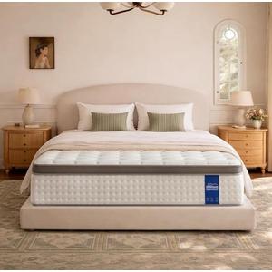 Queen Mattress - 14 inch Hybrid Mattress Queen Size in a Box, Memory Foam Mattress with Pocket Springs, Medium Firm, Pressure Relief & Motion Isolation, CertiPUR US Certified