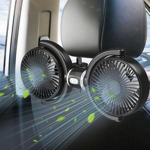 Car Fan for Backseat kids, Dual Head USB Car Seat Fans,Powerful 3 Speeds 360° Rotatable Dual Head Cooling Car Seat Fan for Sedan SUV RV Truck Vehicle